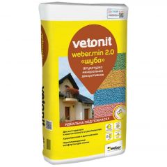 Штукатурка минеральная декоративная Weber-Vetonit (Ветонит) min Шуба 2 мм серая 25 кг