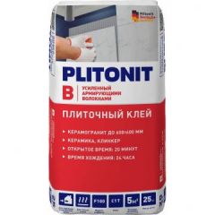 Клей для плитки и керамогранита Plitonit (Плитонит) B усиленный с армирующими волокнами (класс С1) 25 кг