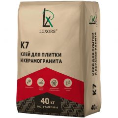 Клей для плитки и керамогранита Luxors K7, ГОСТ С-1, 40 кг
