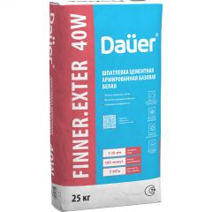Шпатлевка цементная Dauer (Дауэр) Finner Exter 40 W армированная базовая белая 25 кг