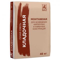 Цементно-известковая монтажно-кладочная смесь БИРСС (BIRSS) 41 М75 Белая 40 кг