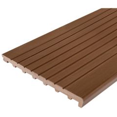 Ступень ДПК полнотелая крупный вельвет Latitudo (Латитудо) Step-320 Каштан 24х320х3000-4000 мм