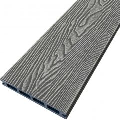 Террасная доска ДПК двухсторонняя пустотелая шовная 3D фактура дерева Latitudo (Латитудо) EasyDecking Wood-X Серый 23х146х3010-4010 мм