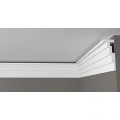 Карниз Decor-Dizayn (Декор-Дизайн) 2000х120х43 мм, Коллекция Грани, Белый, Полистирол, DD514