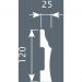 Плинтус потолочный Cosca Decor (Коска) PX009, 120х25, 2000 мм, Белый Экополимер