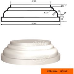Колонна составная для фасада Lepninaplast (Лепнинапласт), База, 265х75х265 мм, Пенополистирол, КЛВ-155/4 FULL