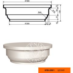 Колонна составная для фасада Lepninaplast (Лепнинапласт), Капитель, 380х130х380 мм, Пенополистирол, КЛВ-255/1 FULL