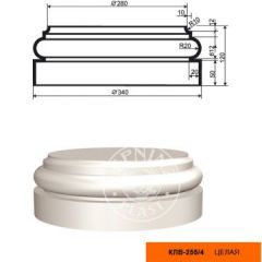 Колонна составная для фасада Lepninaplast (Лепнинапласт), База, 340х120х340 мм, Пенополистирол, КЛВ-255/4 FULL