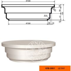 Колонна составная для фасада Lepninaplast (Лепнинапласт), Капитель, 430х130х430 мм, Пенополистирол, КЛВ-305/1 FULL