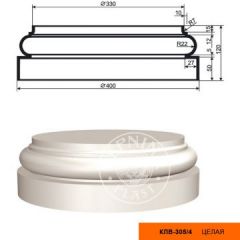 Колонна составная для фасада Lepninaplast (Лепнинапласт), База, 400х120х400 мм, Пенополистирол, КЛВ-305/4 FULL