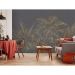 Обои виниловые на флизелине Design Studio 3D Line Style Золотистые тропики на графитовом фоне Шелк (LST-032)