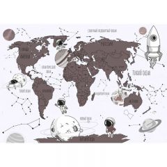Обои виниловые на флизелине Design Studio 3D Карты Космическая карта на белом Бетон (CM-020)