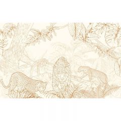 Обои виниловые на флизелине Design Studio 3D Line Style Золотые леопарды в листве Сильвер (Silver) (LST-036)