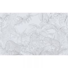 Обои виниловые на флизелине Design Studio 3D Line Style Серебряные леопарды в листве Сильвер (Silver) (LST-037)