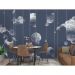 Обои виниловые на флизелине Design Studio 3D Line Style Абстрактные серебряные планеты с облаками на синем Кракелюр (LST-052)