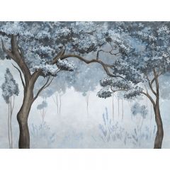 Обои виниловые на флизелине Design Studio 3D Picturesque Молодые деревья в голубых тонах Кракелюр (PRS-006)