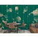 Обои виниловые на флизелине Design Studio 3D Line Style Абстрактные бежевые планеты с облаками на зелёном Холст Золото (LST-057)