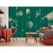 Обои виниловые на флизелине Design Studio 3D Line Style Абстрактные бежевые планеты с облаками на зелёном Холст Золото (LST-057)