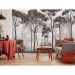 Обои виниловые на флизелине Design Studio 3D Picturesque Молодой лиственный лес в тёмных тонах Холст Золото (PRS-011)