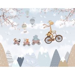 Обои виниловые на флизелине Design Studio 3D Детские Прогулка над разноцветными горами Холст Золото (NKID-012)