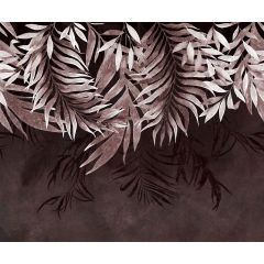 Обои виниловые на флизелине Design Studio 3D Тропикалия Красные ниспадающие листья Холст Серебро (FLV-013)