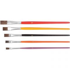 Кисти Fit (Фит) художественные, натуральная щетина, деревянная ручка, плоские, набор 5 шт, 01515