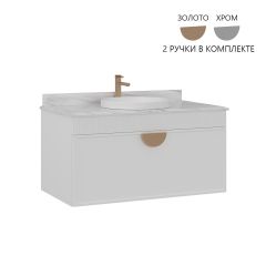 Тумба с раковиной Orka (Орка) Molino 100 подвесная, белый матовый, 2 ручки в комплекте золото и хром 5004581