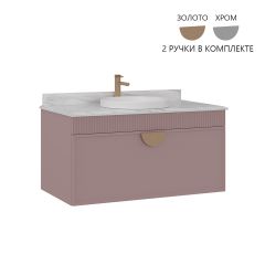 Тумба с раковиной Orka (Орка) Molino 100 подвесная, розовый матовый, 2 ручки в комплекте золото и хром 5004613
