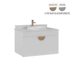 Тумба с раковиной Orka (Орка) Molino 80 подвесная, белый матовый, 2 ручки в комплекте золото и хром 5004580