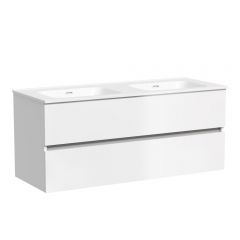Тумба подвесная Sancos Urban 1190х450х550 мм, c двумя ящиками оснащенными доводчиками, белый глянец, (без раковины) (UR120-2W)