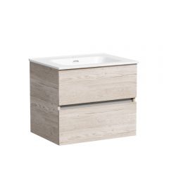 Тумба подвесная Sancos Urban 590х450х550 мм, c двумя ящиками оснащенными доводчиками, дуб галифакс натуральный, (без раковины) (UR60EG)