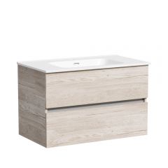 Тумба подвесная Sancos Urban 790х450х550 мм, c двумя ящиками оснащенными доводчиками, дуб галифакс натуральный, (без раковины) (UR80EG)