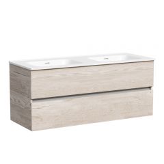 Тумба подвесная Sancos Urban 1190х450х550 мм, c двумя ящиками оснащенными доводчиками, дуб галифакс натуральный, (без раковины) (UR120-2EG)