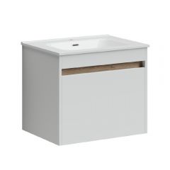 Тумба подвесная Sancos Smart 590х450х500 мм, c двумя ящиками оснащенными доводчиками, белый глянец, (без раковины) (SM60W)
