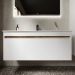 Тумба подвесная Sancos Smart 1190х450х500 мм, c двумя ящиками оснащенными доводчиками, белый глянец, (без раковины) (SM120-1W)