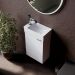 Тумба подвесная Sancos Mini 355х205х500 мм, с распашной дверцей, внутри 1 полка, белый глянец, (без раковины) (MN35WL)