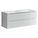 Тумба подвесная Sancos (Санкос) Norma 2.0 1190х450х500 мм, c двумя ящиками оснащенными доводчиками, белый глянец, (без раковины) (NR2.120-2W)