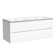 Тумба подвесная Sancos Libra 1190х450х500 мм, c двумя ящиками оснащенными доводчиками, белый глянец, (без раковины) (LB120-2W)