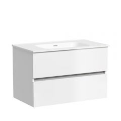 Тумба подвесная Sancos Urban 790х450х550 мм, c двумя ящиками оснащенными доводчиками, белый глянец, (без раковины) (UR80W)