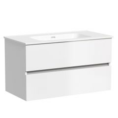 Тумба подвесная Sancos Urban 890х450х550 мм, c двумя ящиками оснащенными доводчиками, белый глянец, (без раковины) (UR90W)
