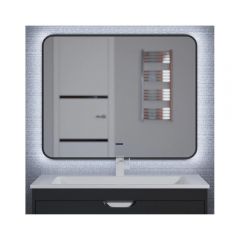 Зеркало для ванной с подсветкой Uperwood Modul, 100х80 см, бесконтактный сенсор, антизапотевание, черное, холодная подсветка