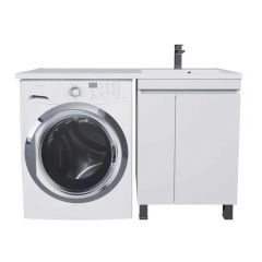 Тумба под стиральную машину Uperwood Magenta, 50 см, напольная, белая, с дверцами