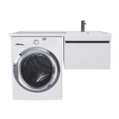 Тумба под стиральную машину Uperwood Magenta, 50 см, подвесная, белая/графит, выдвижной ящик