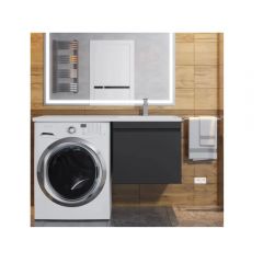 Тумба под стиральную машину Uperwood Magenta, 50 см, подвесная, черная, выдвижной ящик
