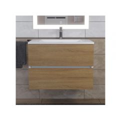 Тумба с раковиной для ванной Uperwood, Barsa-Next 70 см, подвесная, белая/дуб сонома