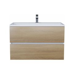 Тумба с раковиной для ванной Uperwood (Аппервуд) Barsa, 80 см, раковина белая, подвесная тумба белая/дуб сонома