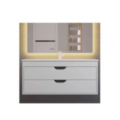 Тумба с раковиной для ванной Uperwood Modul, 100 см, подвесная, матовая, белая/графит