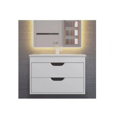 Тумба с раковиной для ванной Uperwood Modul, 65 см, подвесная, матовая, белая/графит