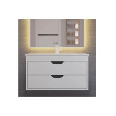 Тумба с раковиной для ванной Uperwood Modul, 80 см, подвесная, матовая, белая/графит