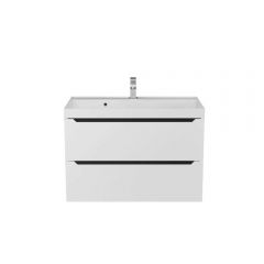 Тумба с раковиной для ванной Uperwood Tanos-Classic Quartz, 80 см, белая графит/бетон